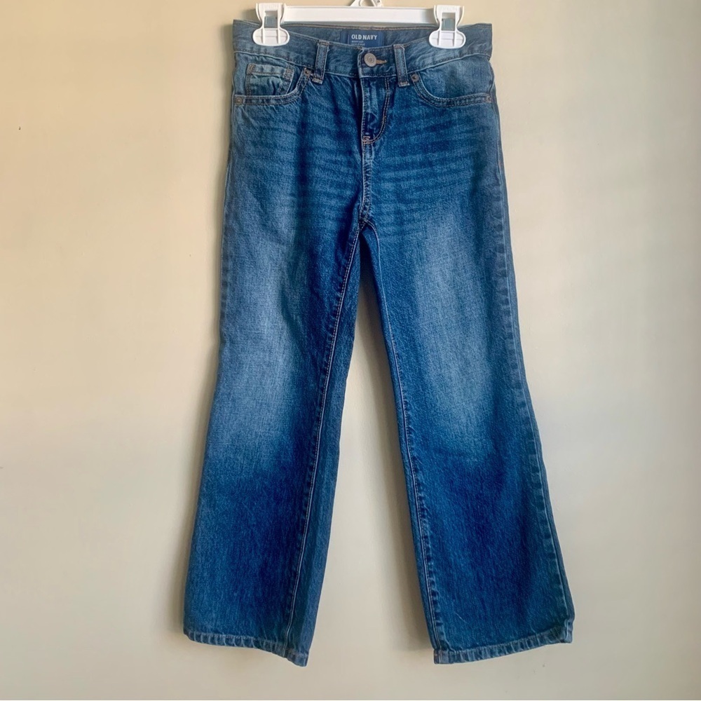 Old Navy boot cut Blue Denim Jeans with adjustable waist size 7 regular